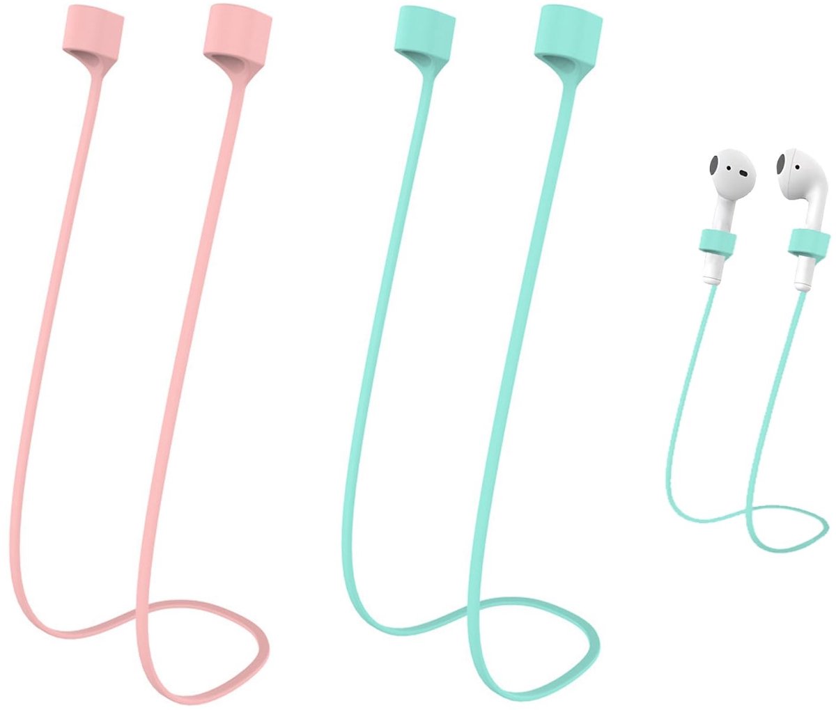 Allecto - Fixing Straps - Silicone Hoofdsteunen - Comfortabel en Veilig - Pink en Mint Groen - Perfect voor Hoofdtelefoons - Geschikt voor AirPod