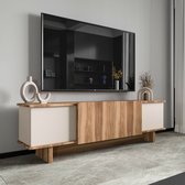 Skye Decor, Tv-standaard, Diana - Beige, Walnut, Gemelamineerde spaanplaat, Beige & Walnoot, 180 x 33 x 50 cm