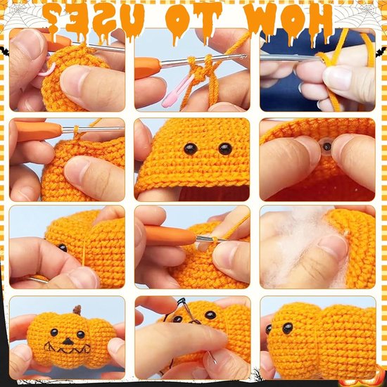 Complete Haakset voor Beginners met Halloween Pompoen, Haaknaalden, Wol en Handleiding voor DIY Creaties van Merkloos — afbeelding 2