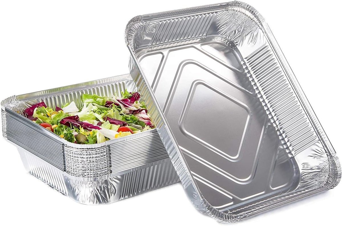 Aluminium Containers - Wegwerpbakjes - Maaltijden Meenemen - Magnetron Oven Geschikt - 50 Stuks - Aluminium