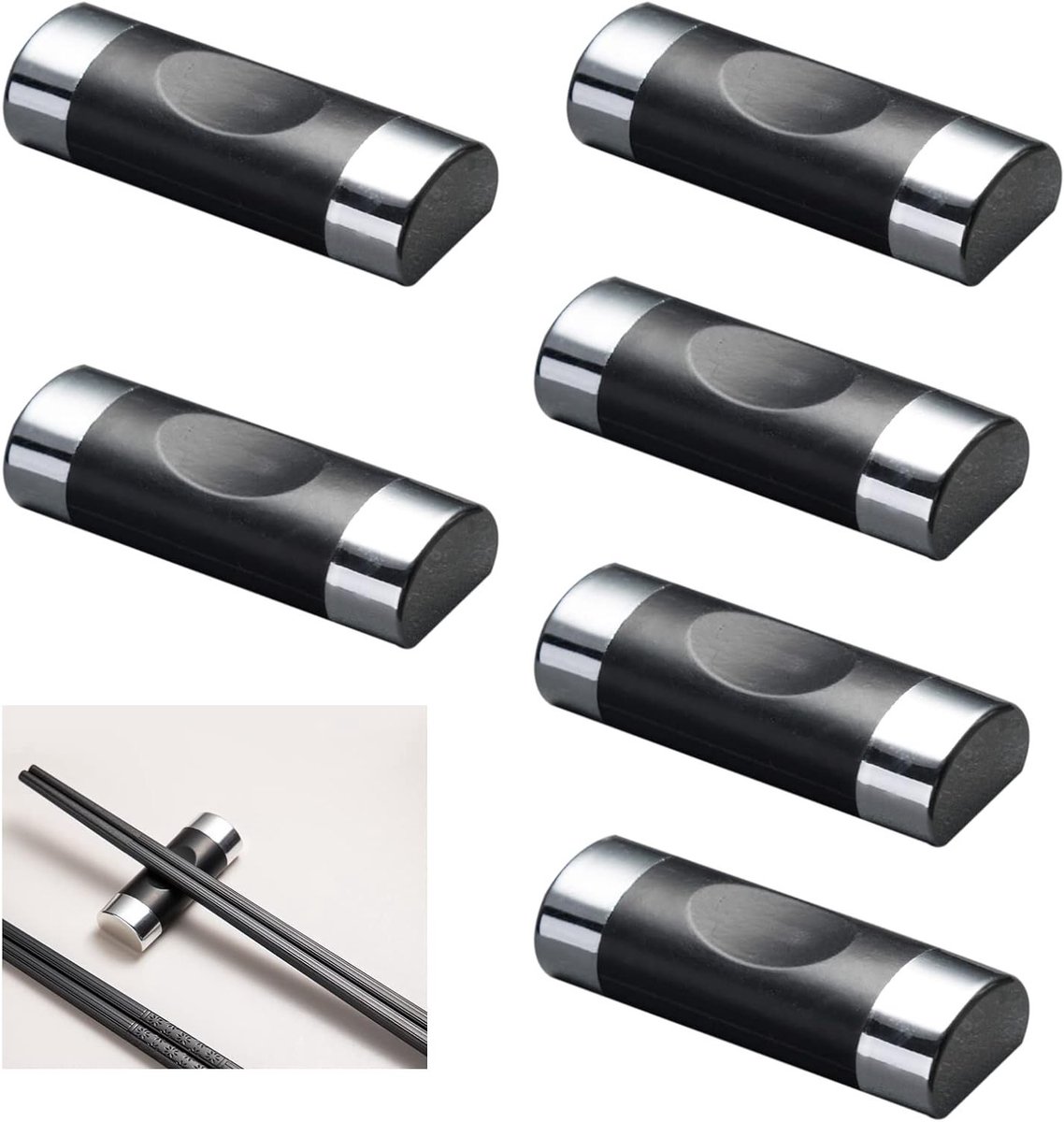 Eetstokjes Rust - Bestekhouders - Tafeldecoratie - Set van 6 - 6 cm lengte - Zilver