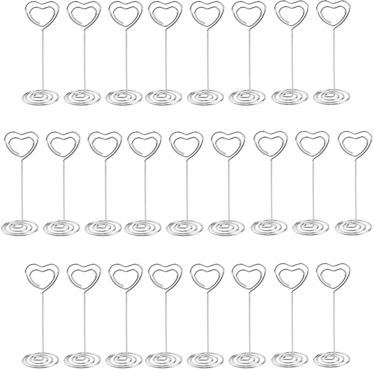 Dailygoods- Memoclip 25 Stuks - Kaarthouder - Fotohouder - Tafelnummerhouder - Hartvormige Standaard - Hoogwaardig Metaal
