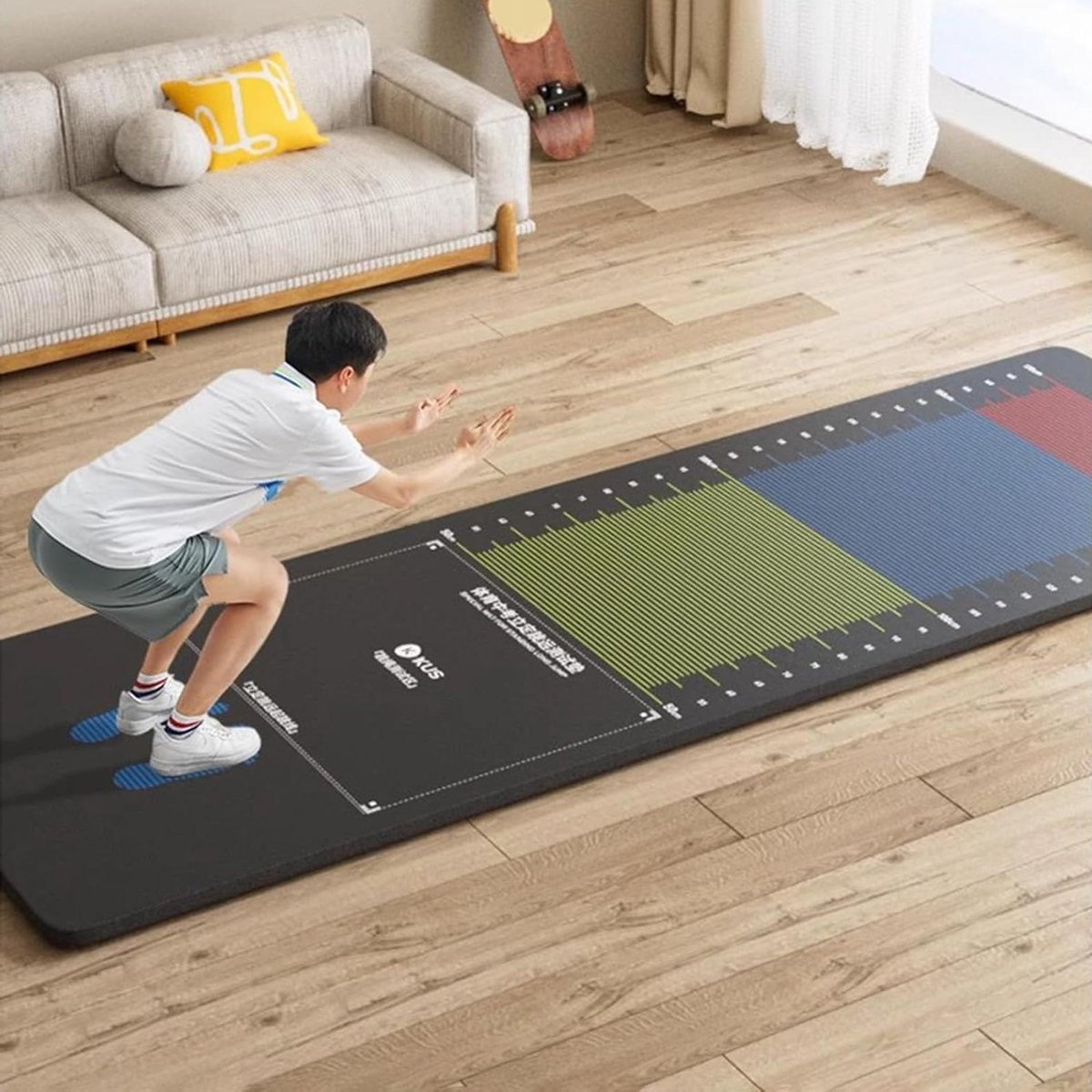 Springmat Training - Meetpad Gym - Explosiviteit Meten - Antislip Dubbelzijdig - Tot 270 cm - Grijs