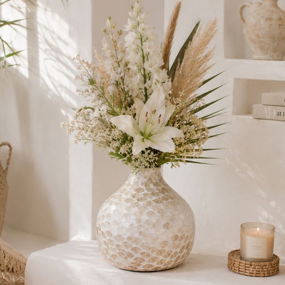Vaas Lilly - bamboe & Capiz vaas - 4Shine