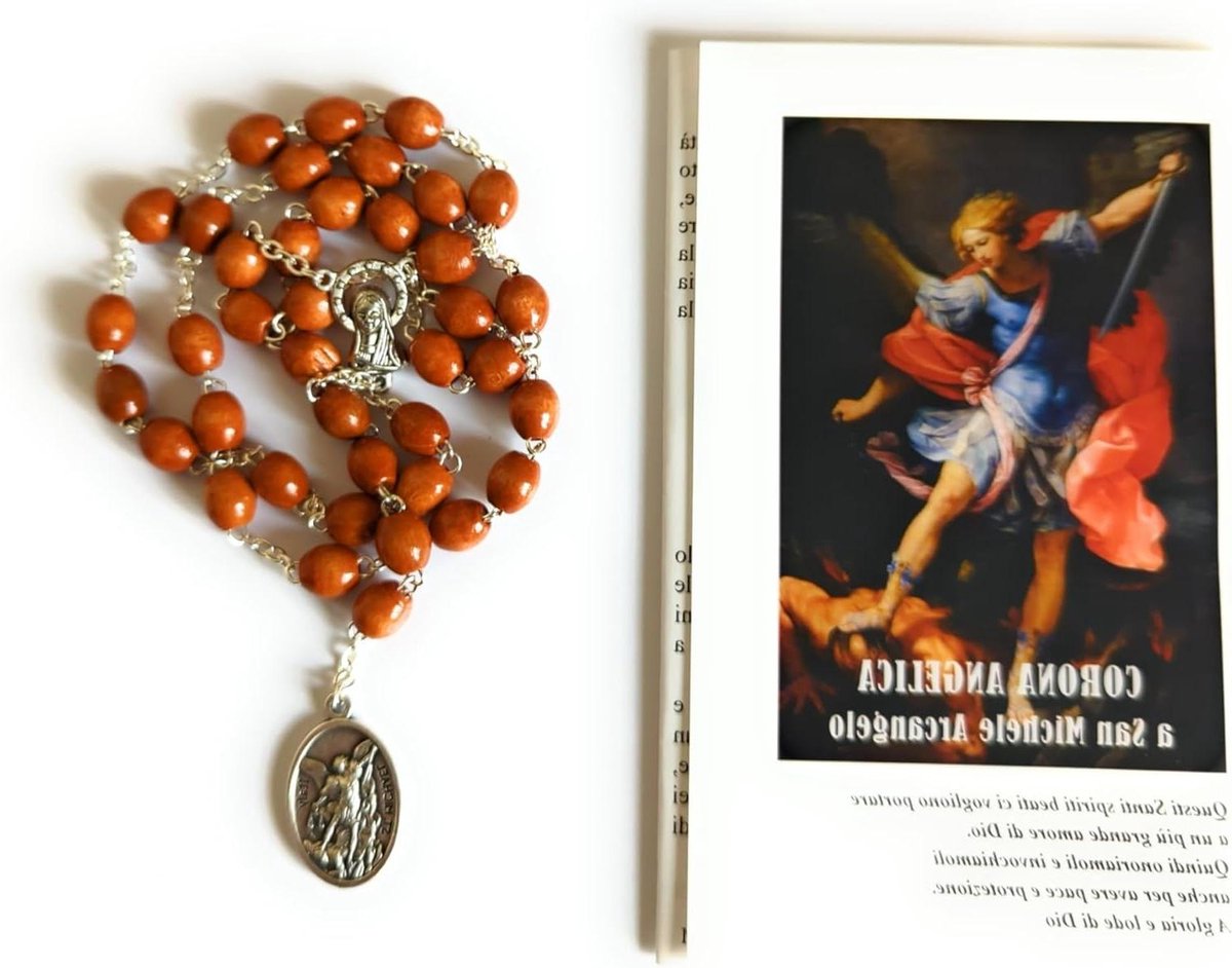 OVUNQUE PROTEGGIMI Rosary of Saint Michael, angel wreath of the Holy Archangel Michael with medal of guardian angel and saint Michael, prayer necklace