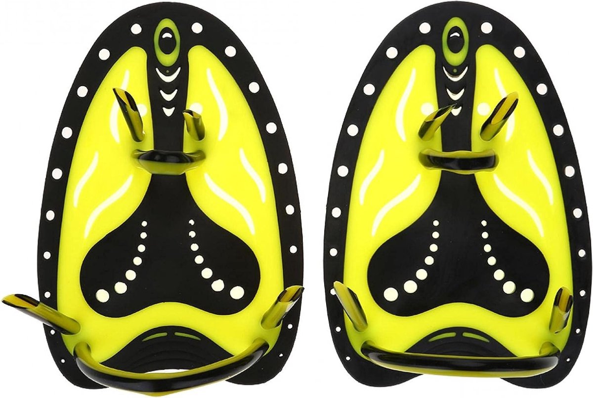 Verstelbare Fins Swim Hand Paddle voor Professionele Zwemtraining - Duiktraining Handschoenen en Zwemaccessoires (L-Yellow)
