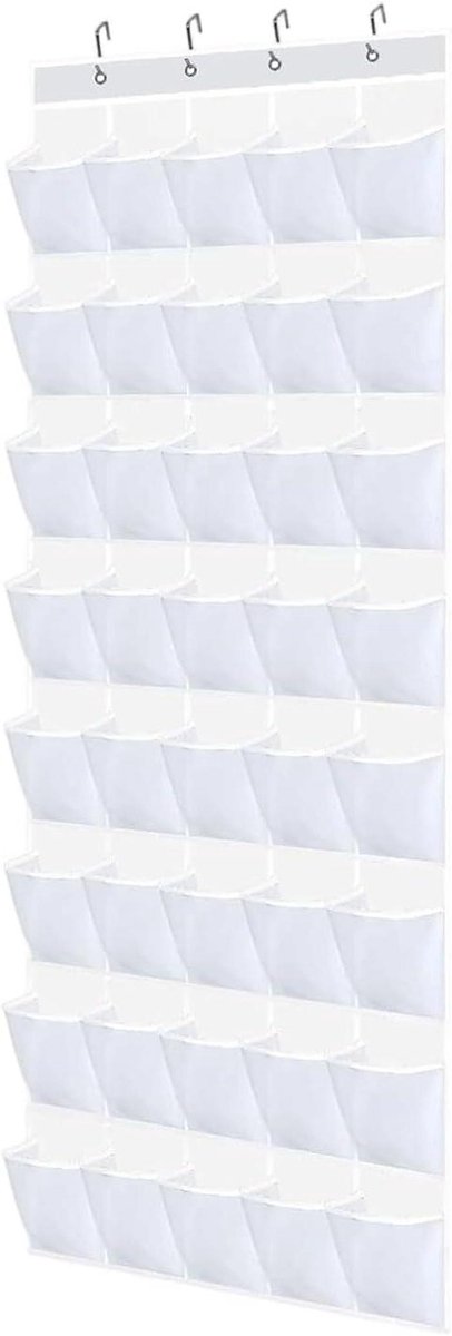 Schoenen Organizer - Deur Opberger - Ruimte Besparen - 40 Mesh Vakken - 67x194cm - Wit