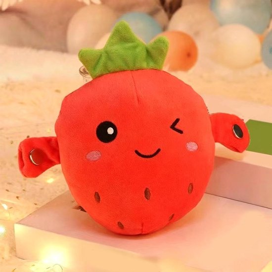 Pluche Aardbei - Knuffelpop Educatief - Sensorische Ontwikkeling - Interactieve Muziek - 23 x 21 x 11 cm - Rood — afbeelding 3