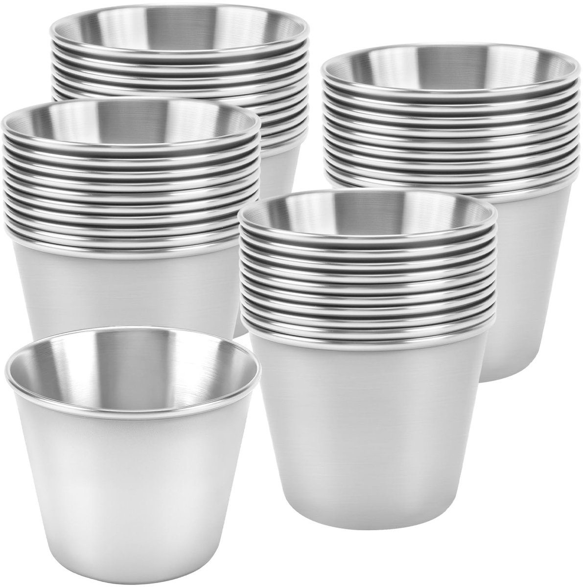 Dailygoods- Dompelsauskopjes 40 stuks - Roestvrij staal - Kleine portie - Kruiderijbeker - Voor keuken/restaurant - Duurzaam en lichtgewicht - Sausbekers