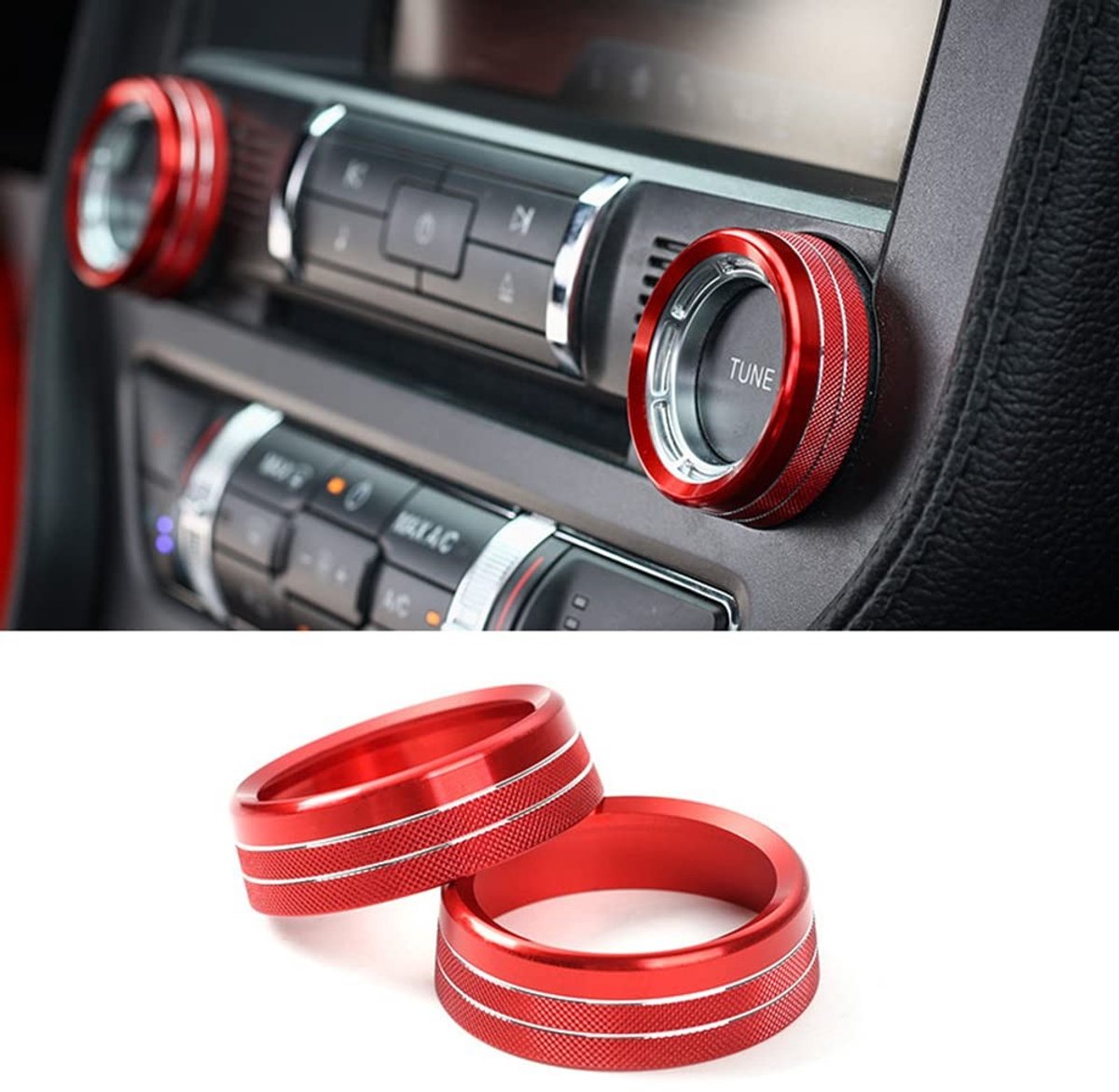 Dailygoods- A/C-knop 2x - Aluminiumlegering - Rood - Centrale Airconditioning - Stuurknop - Modieus Accessoire - Bedieningsknop