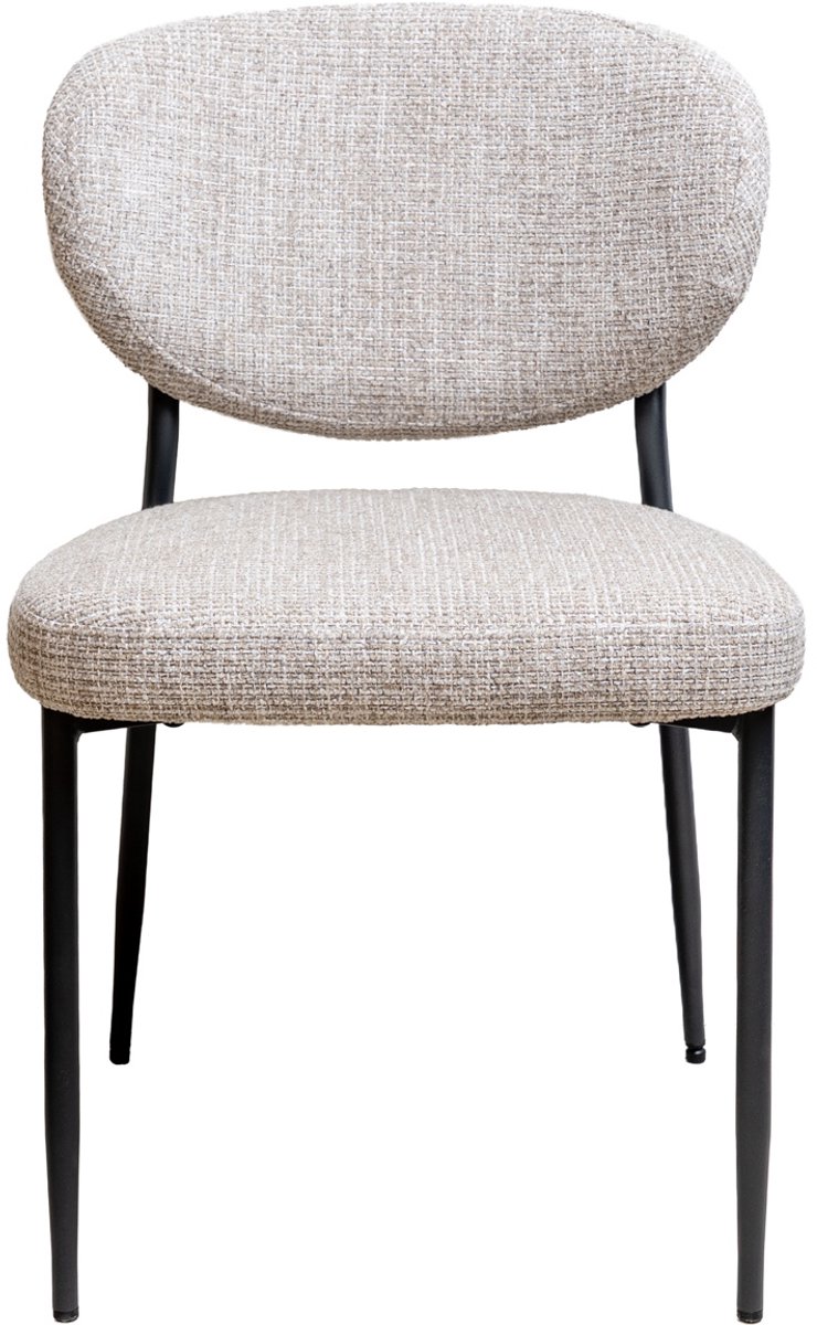 Giga Meubel Eetkamerstoel Vajèn Beige – Chenille – Zwart Metalen Onderstel – Set van 2