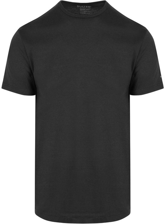 Zwart katoenen T-shirt met ronde hals.