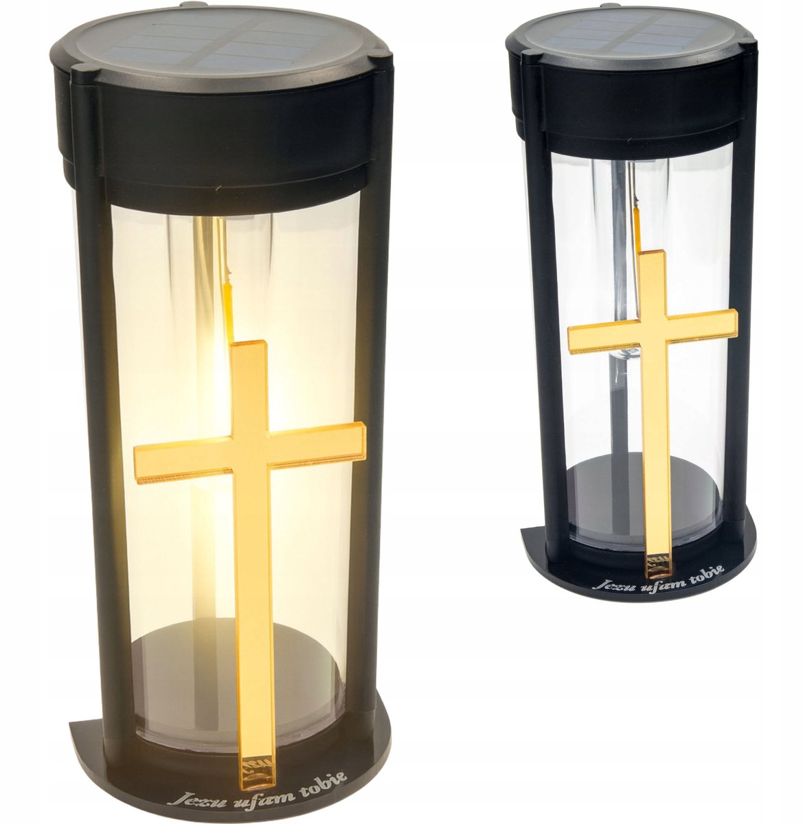 Zonne-LED Graf Lantaarn met Gouden Kruis - Duurzaam & Onderhoudsvrij
