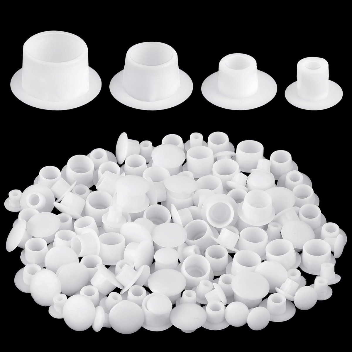 Dailygoods- Afdekkappen 120 Stuks - Afdekdoppen - Kunststof - Waterdicht - Voor 5/6/8/10 mm Gaten - Knoopsgat voor Schroeven - Gatdoppen