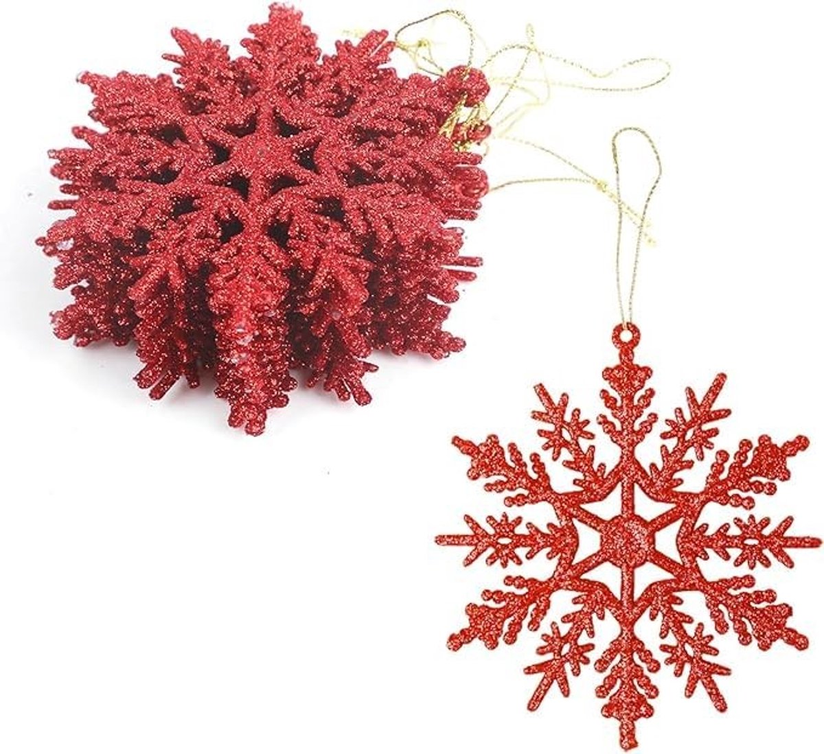 JHUBERS- Kersthanger 12 stuks - Sneeuwvlok - Hangende Decoraties - Kerstversiering - Milieuvriendelijk - Hoogwaardig Kunststof - Kerstdecoratie