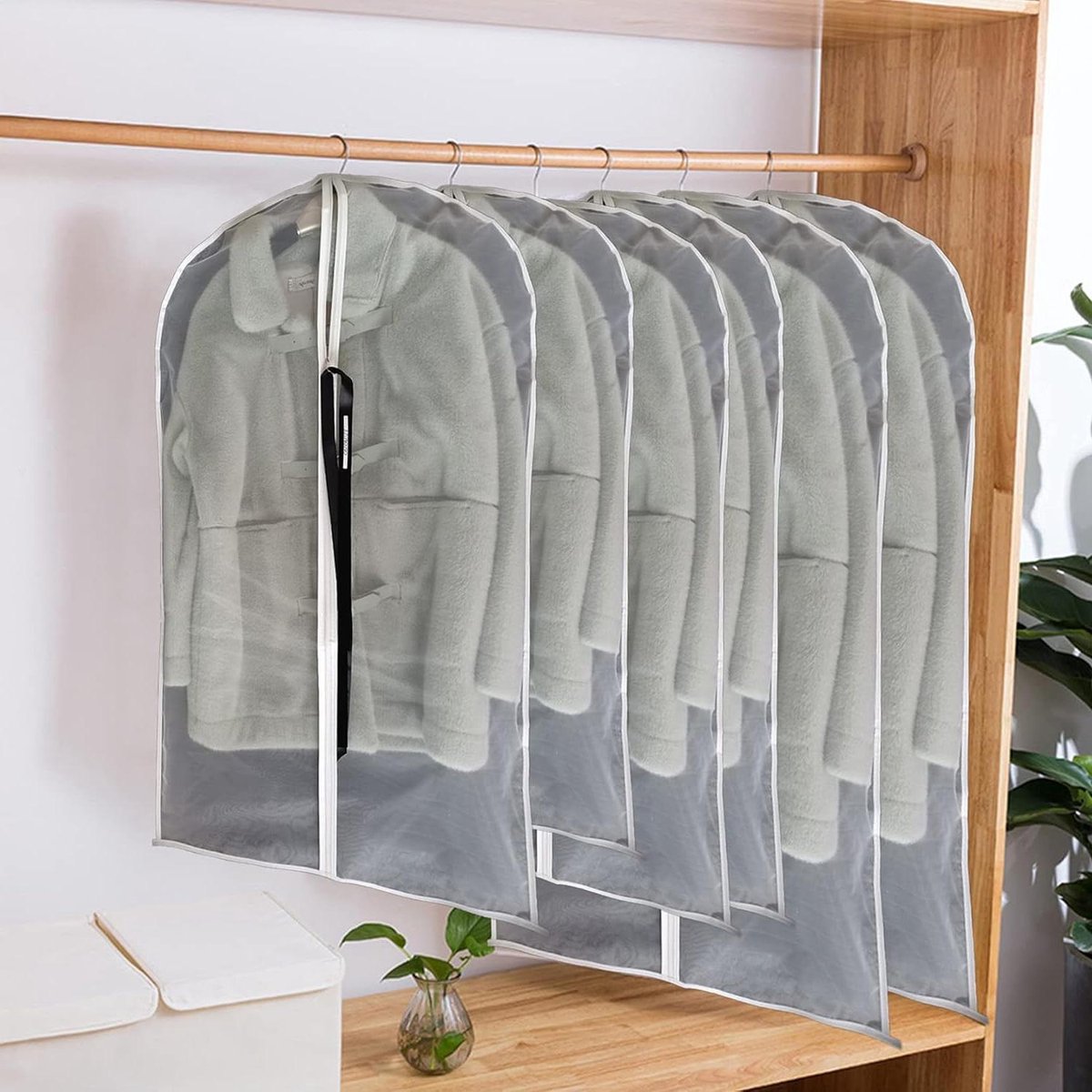 Kledinghoezen Set - Beschermhoezen Kleding - Kleding Opbergen - Ademend Stofvrij - 60 x 130 cm - Wit