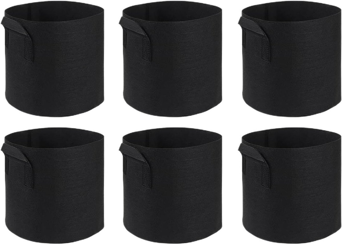 Vijverplanter 6-delig - Waterplant manden - Planten verzorgen - Ademend vilt materiaal - Ongeveer 20x20x20cm - Zwart