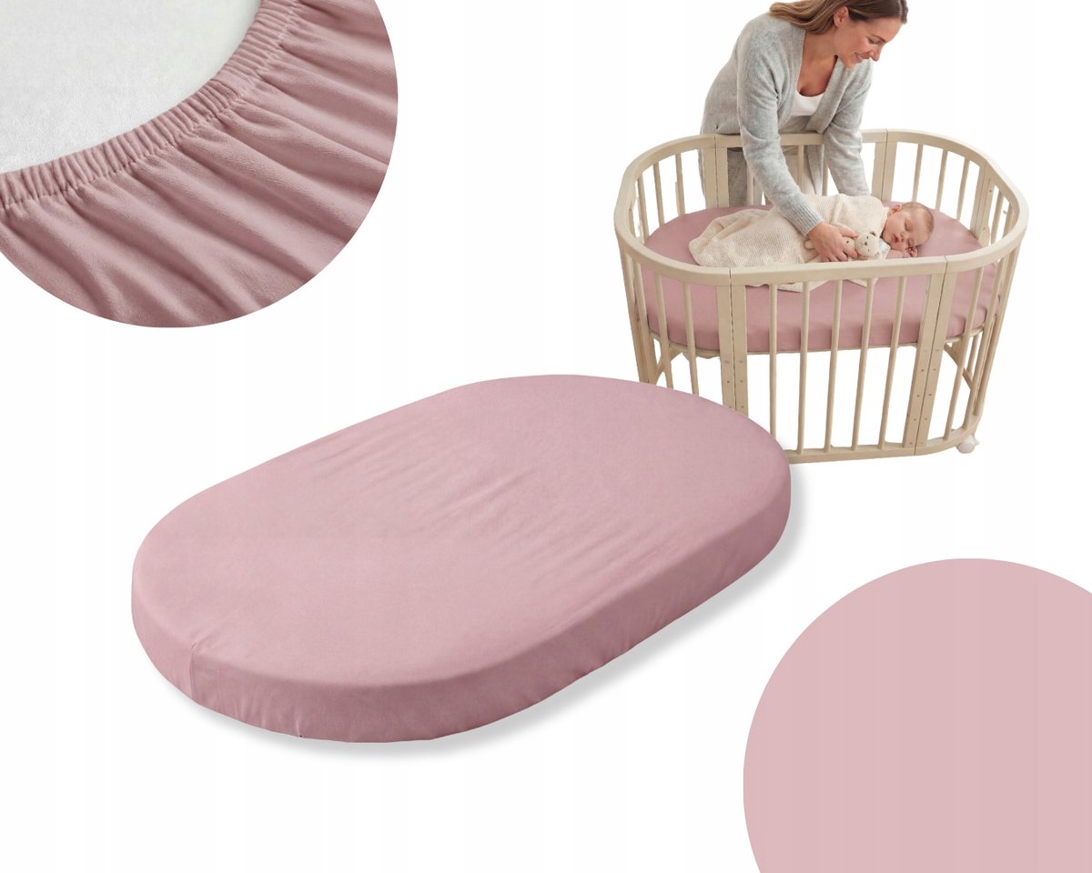 Waldin Jersey Hoeslaken Wieg 93x66cm Vuil Roze met Elastiek