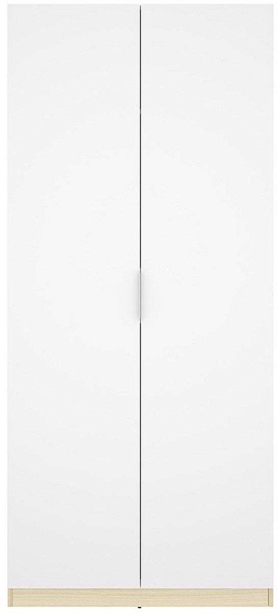 Vente-unique Kledingkast 2 deuren - B91 cm - Wit en licht naturel - KALONY Natuurlijk licht, Wit
