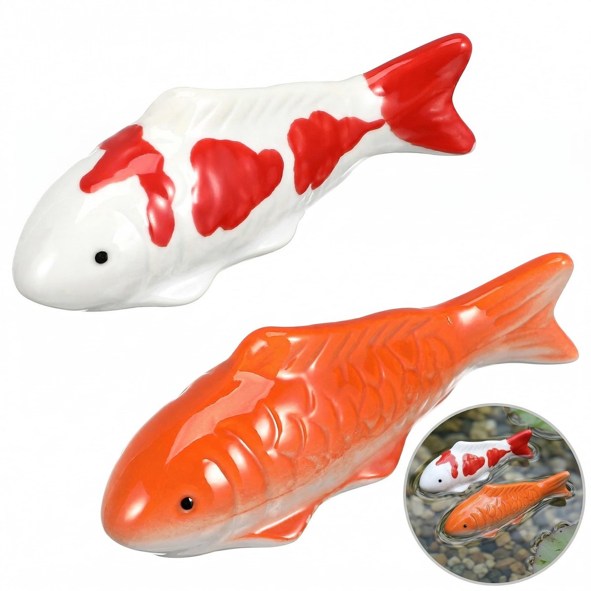 Dailygoods- Vissfiguren Handbeschilderd - Keramisch Beeld - Decoratie Beeld - Woondecoratie - Zen-Tuinornament - Aquariumdecoratie - Levensechte Uiterstraling - Decoratiebeeld