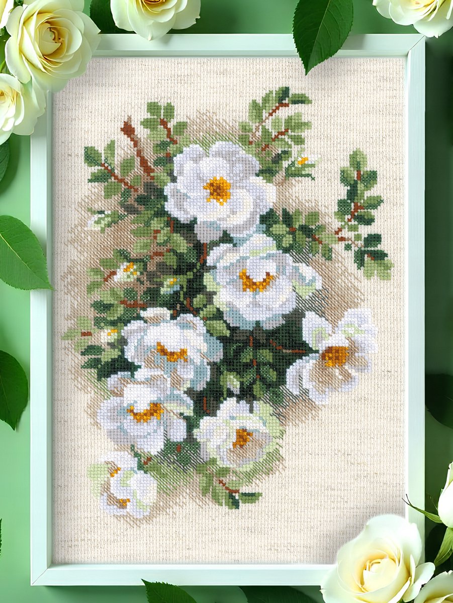 RIOLIS 1351 Wilde rozen borduurpakket met kruissteek 21x30 cm