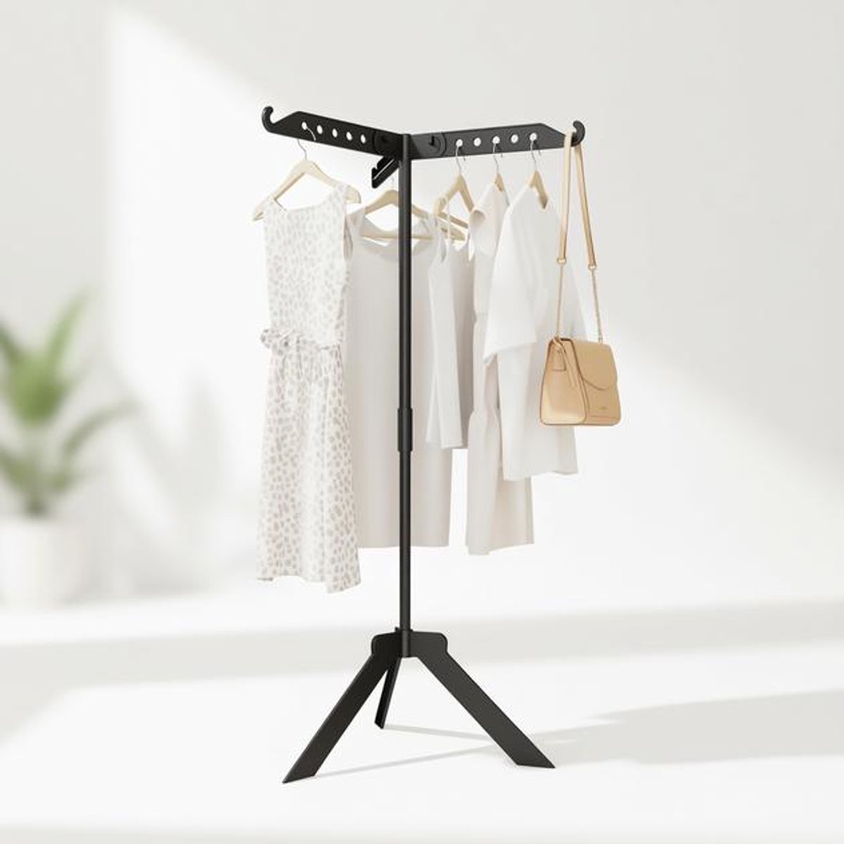 Maison Elara Droogrek voor kleding, 360° rotatie, opvouwbaar, in hoogte verstelbaar tot 136 cm, zwart