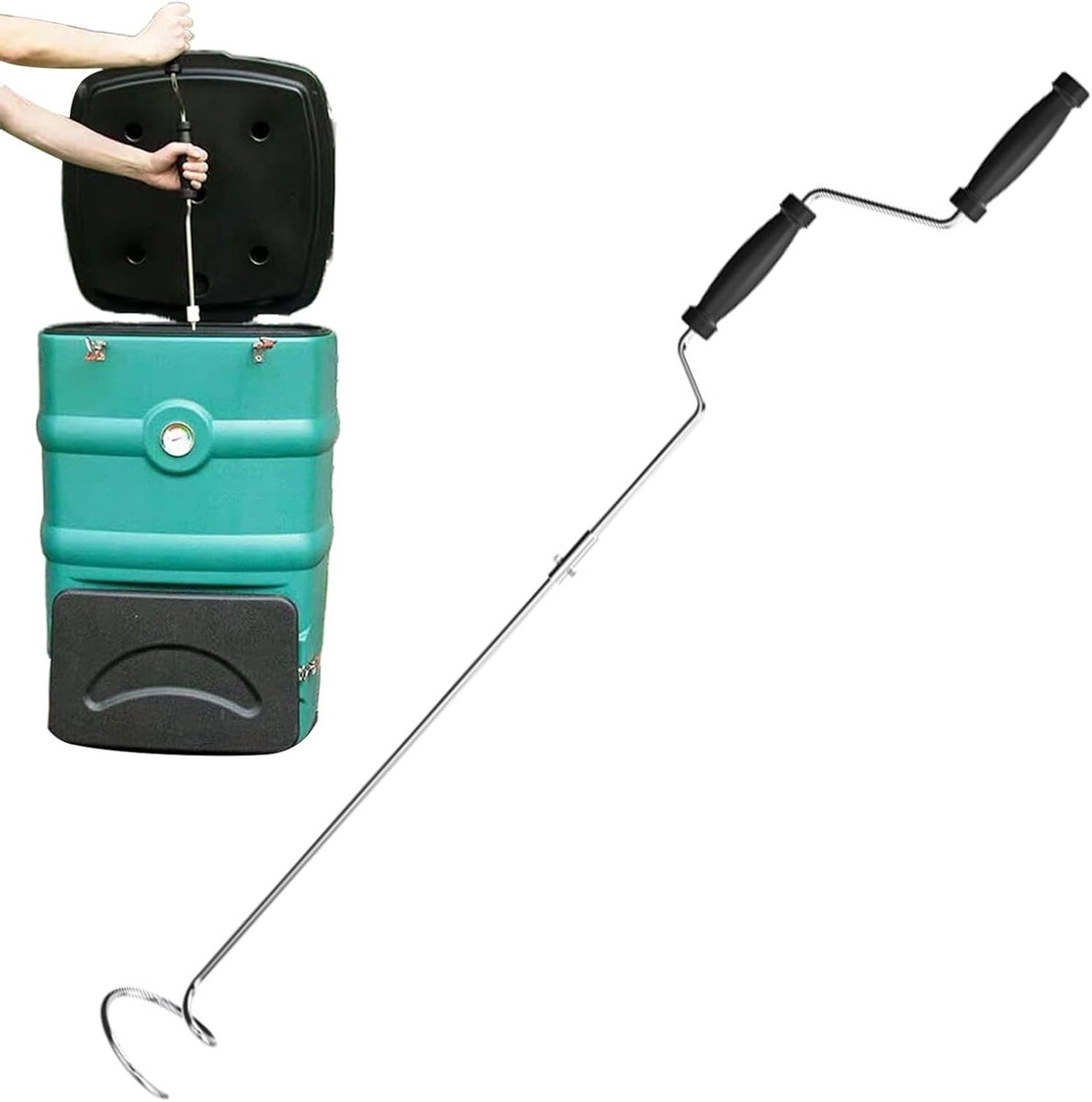 Compostbeluchter - Compostdraaier Menggereedschap - Compostering Versnellen - Volledig Draaibare Kop - 60 x 12 x 11 cm - Standaard