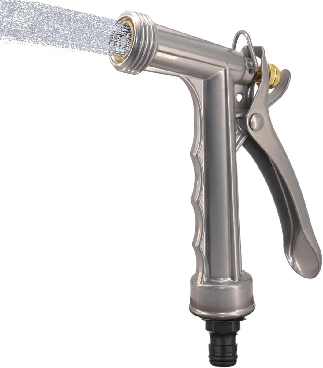 Slangmondstuk Metaal - Sproeier Tuinslang - Tuinieren Water Geven - Instelbare Sproeimodus - 13.5 cm - Zilver – foto 8