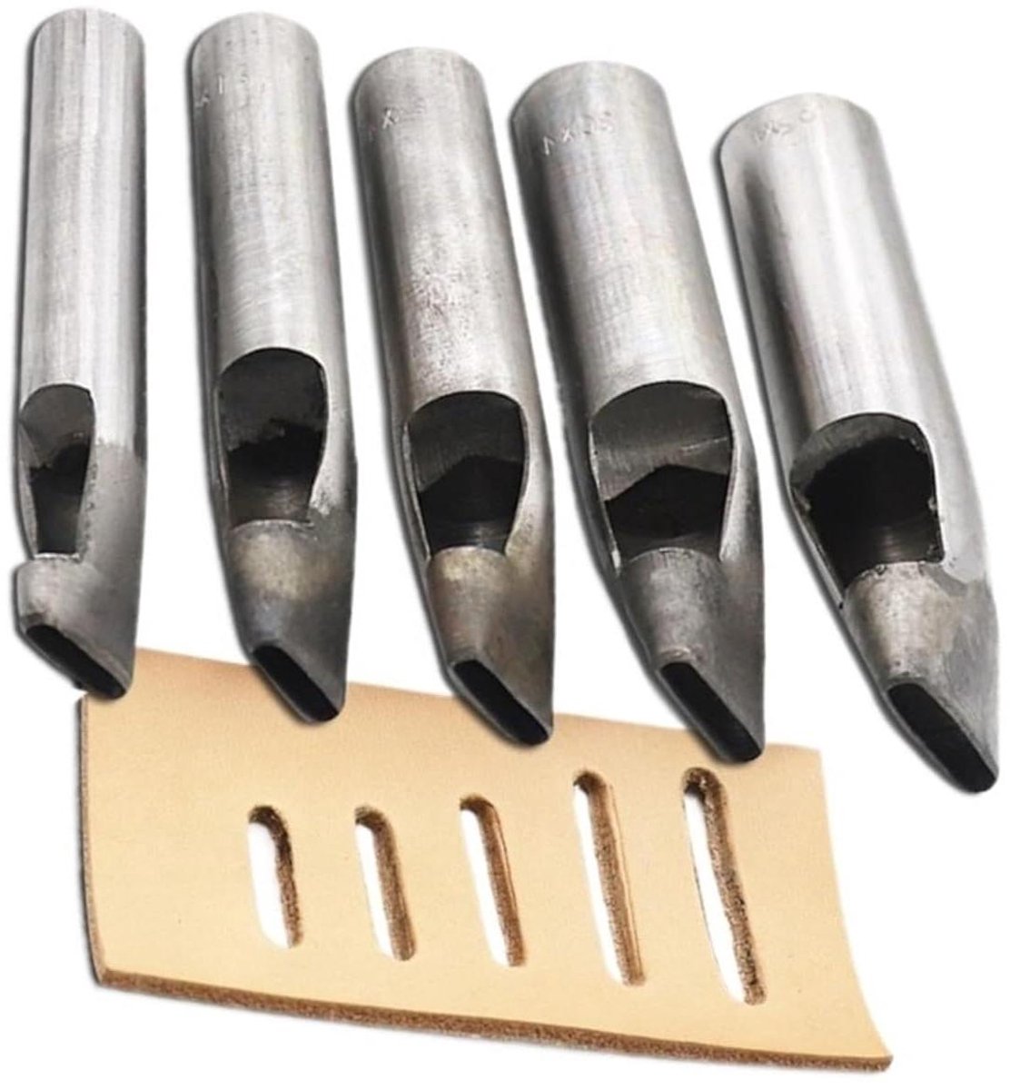Holle Pons Set - Leren Perforator - Leer Bewerken - Koolstofstaal Materiaal - Verschillende Maten - Zilver