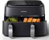 Philips 3000 Series Dual Airfryer - NA351/00 - Dubbele Mand - 9L - Tot 6 Personen - Zwart/Zilver