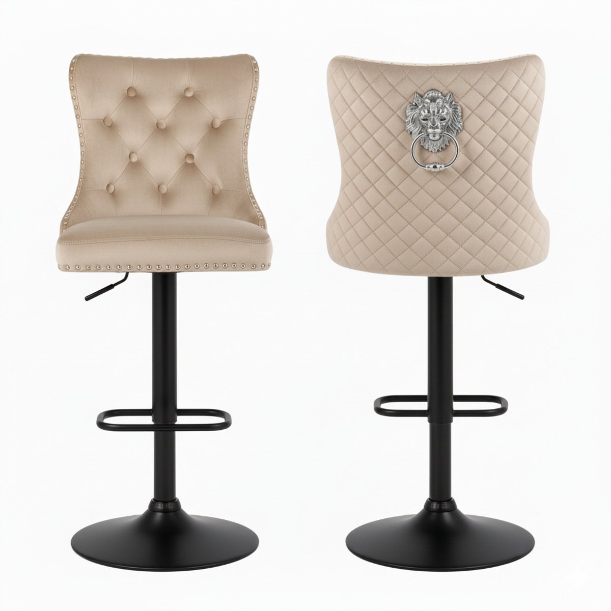 Luxe Barkruk Kristal Fluweel Beige - Stijlvol & Comfortabel