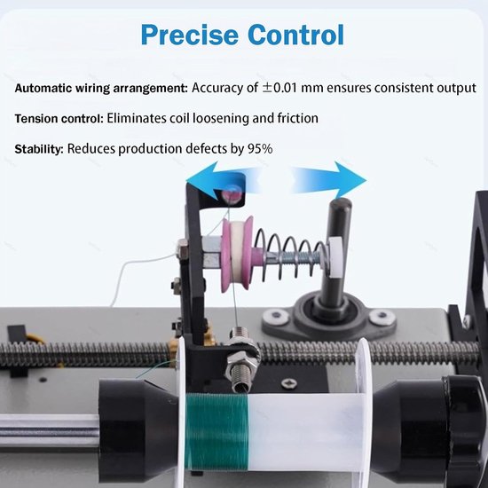 Spoel Wikkelmachine - Draadwikkelaar - Componenten Produceren - Automatische Draaduitlijning - 1200 RPM - Grijs — afbeelding 3