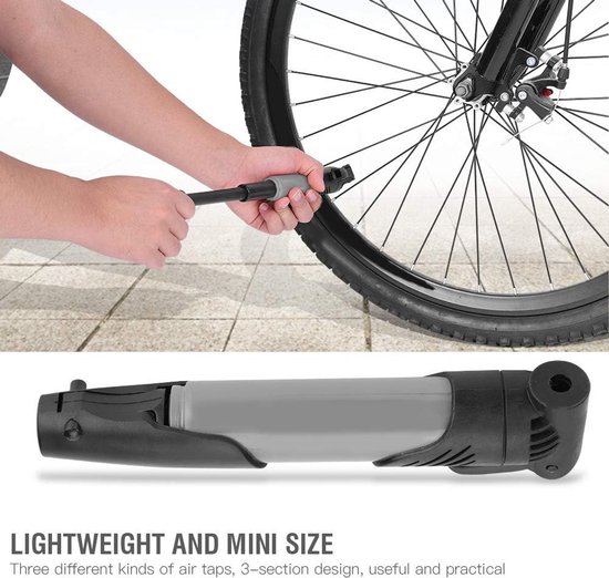 Fietsluchtpomp - Mini pomp - Banden oppompen - Compact en duurzaam - 19.5 cm - Grijs — afbeelding 3