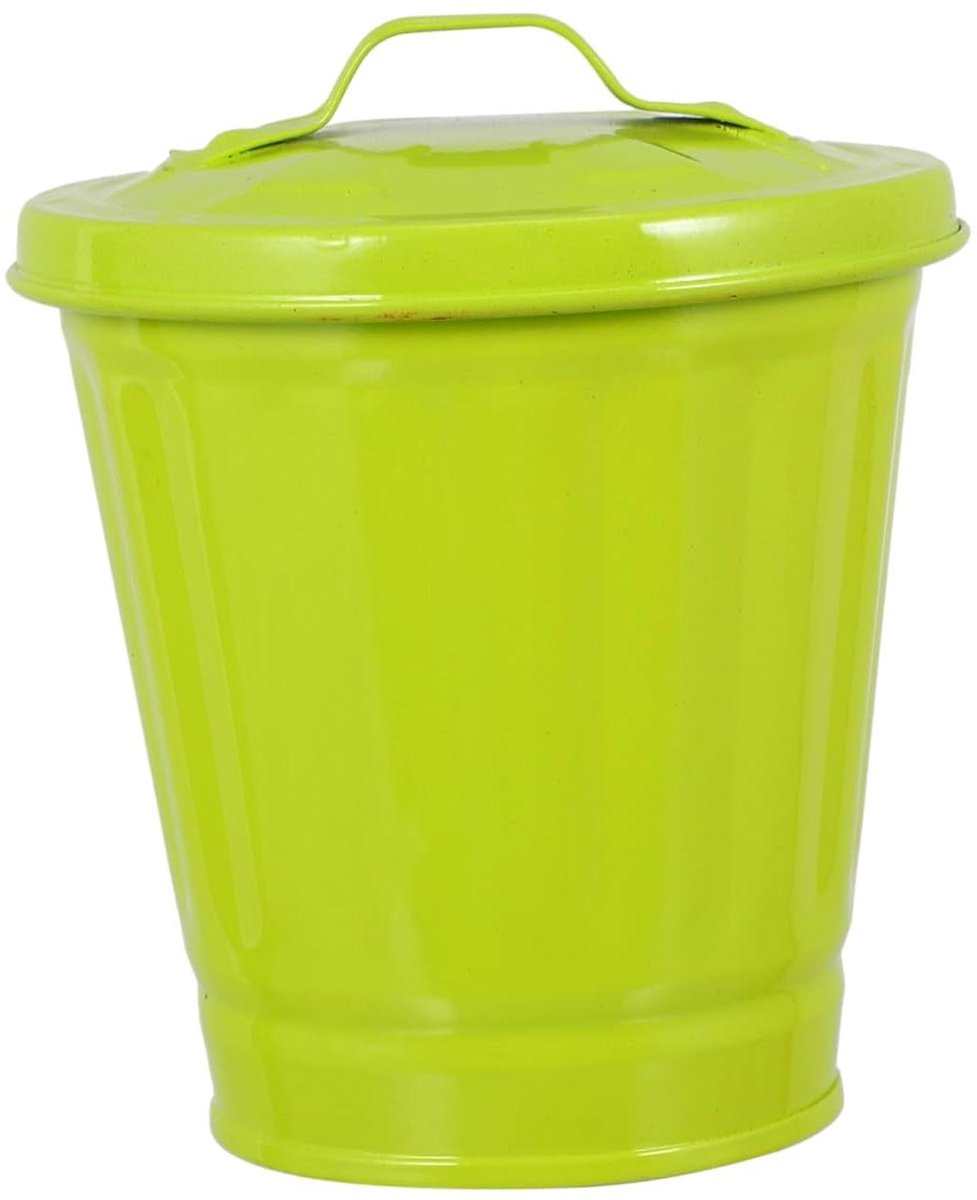 Klein Afvalbakje - Bureau Prullenbak - Bureau Opruimen - Met Deksel - 11 cm Hoog - Groen