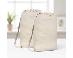 Maison Elara 2-pack Premium Canvas Waszak met schouderriem - 75x56 cm - 40L - 100% katoen