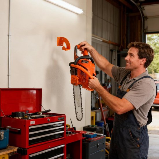 Deze wandbeugel Geschikt voor kettingzagen, kabels, slangen, schoppen, enz. is geschikt voor gebruik in werkplaatsen en garages. van Merkloos	 — afbeelding 5