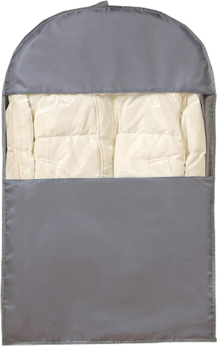 Samendrukbare Kledinghoes - Hangende Kledingzak - Kast Ruimte Besparen - Transparant Venster - 60 x 130 cm - Grijs