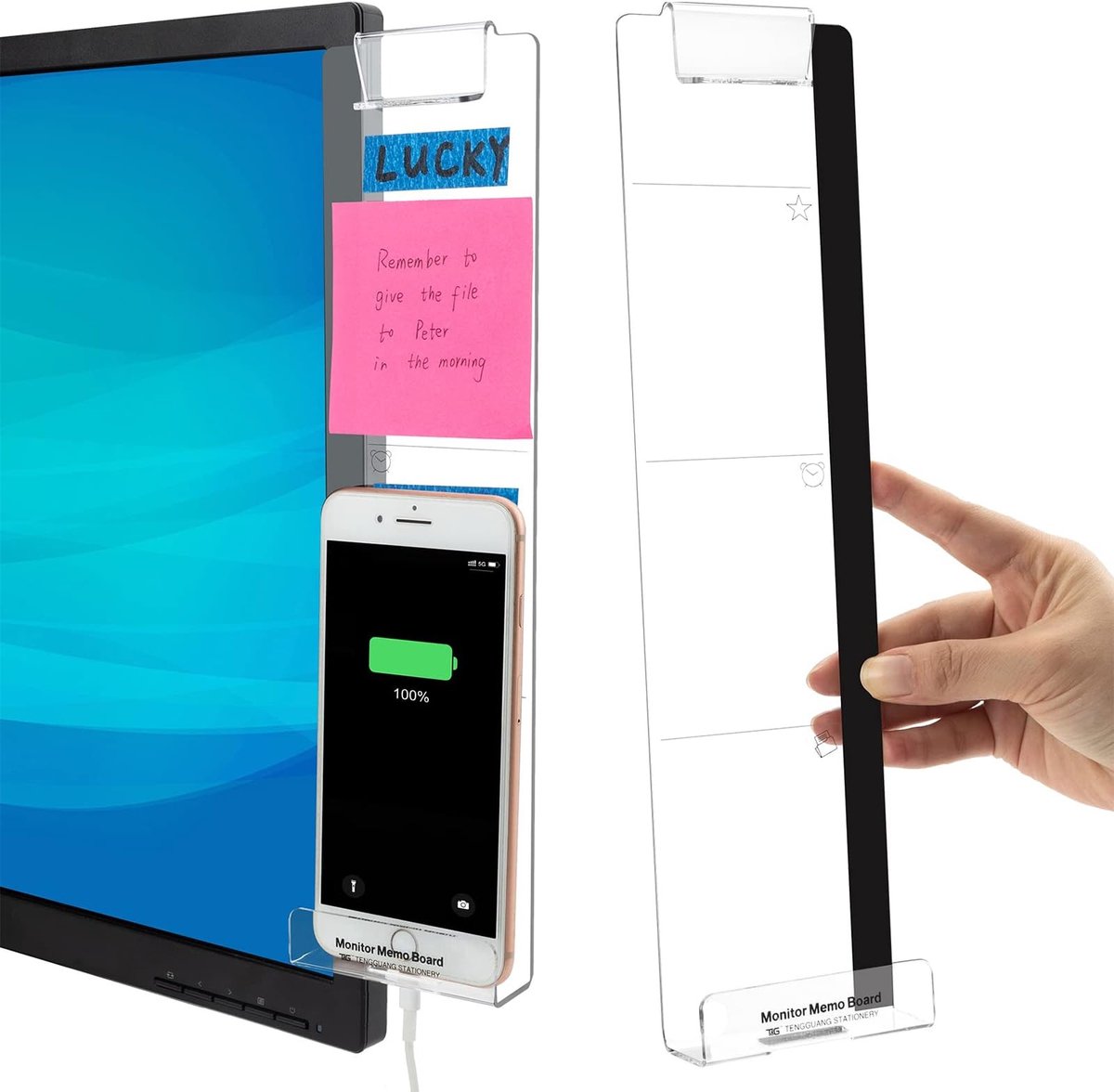 Dailygoods- Notitiehouder Multifunctioneel - Memobord Magnetisch - Bureau-accessoires - Computerberichtenbord - Kantoorbenodigdheden - 2 Stuks
