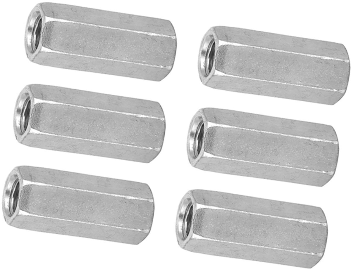Dailygoods- Staafmoer M8 10 Stuks - Lange Moeren - Zeskantmoeren - Koolstofstaal - Corrosieweerstand - Voor Bevestigingen