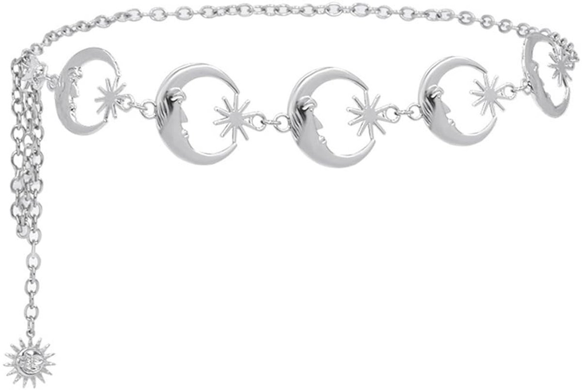 Dailygoods - Maan Taille Ketting - Vintage Metalen Riem - Zilverkleurig - Punk Hiphop Heupriem - Geschikt voor Feesten en Dagelijks Gebruik