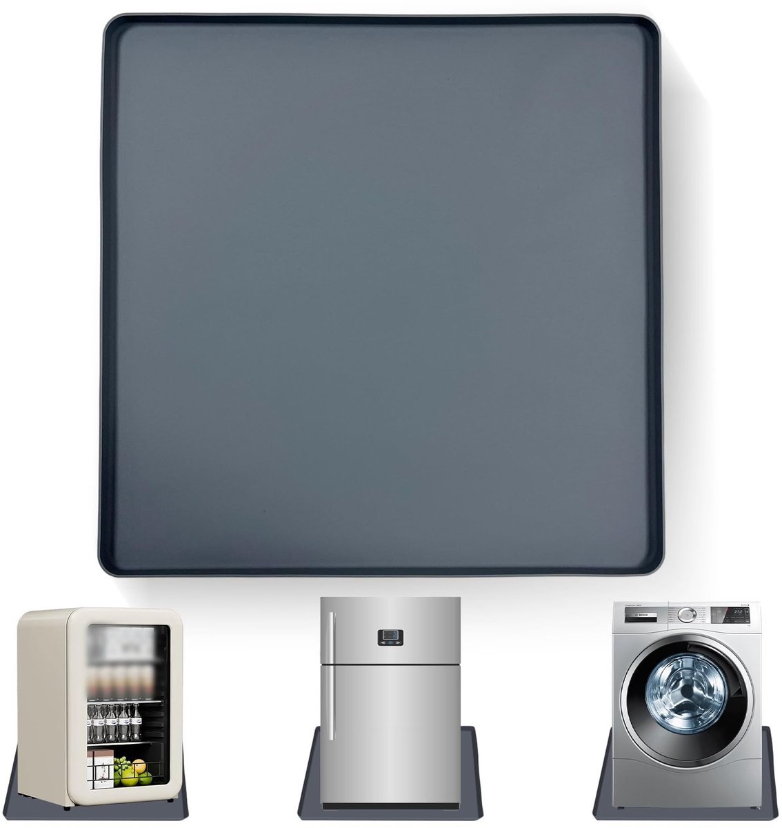 Dailygoods- Koelkastmat met verhoogde rand - 65 x 60 cm - Siliconen - Vloermat voor koelkast - Lekbak - Vloerbeschermingsmat