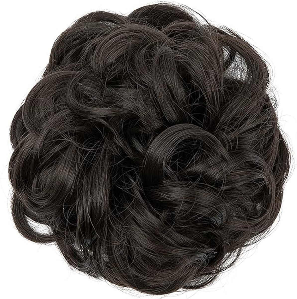 Donkere Bruine Synthetische Haar Bun Krullen - Natuurlijke Look