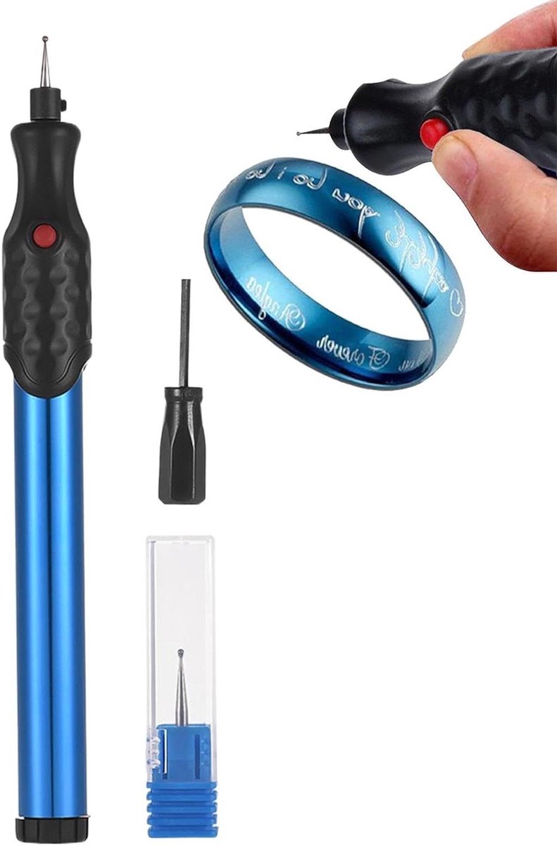 Elektrische graveerpen - Snijmachine tool - Objecten personaliseren - Krachtige 21000 tpm motor - 82 gram - Blauw