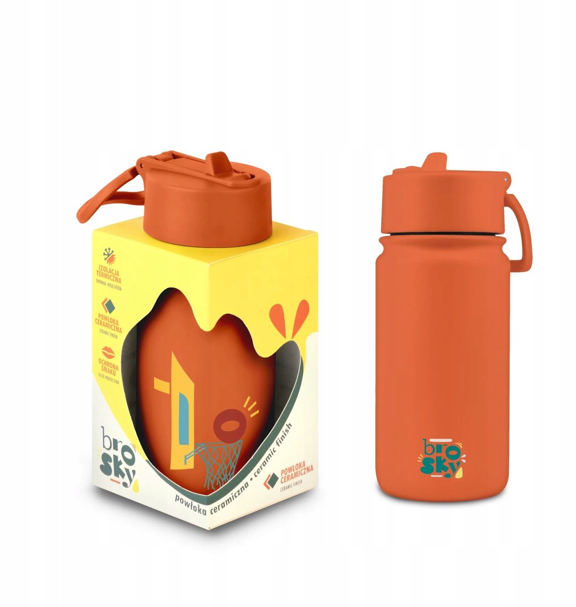 Brosky O. Thermosfles 450ml met Rietje - Stevig & Stijlvol