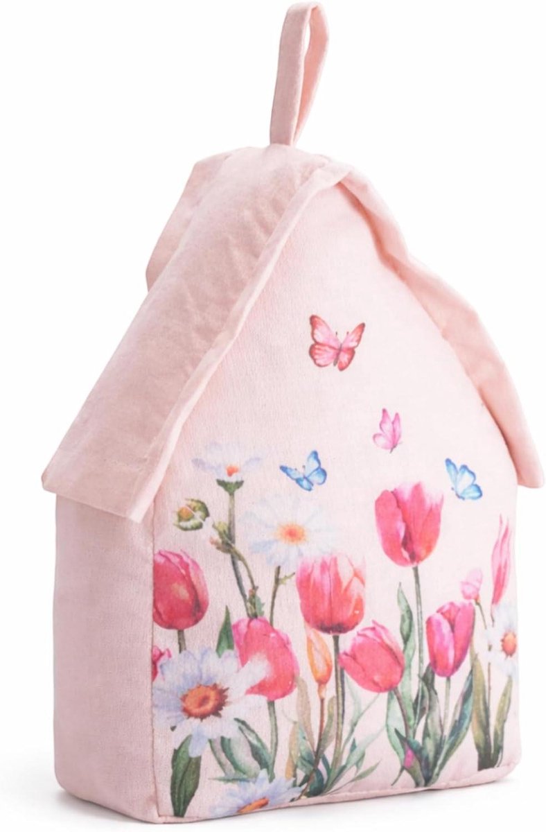 Deurstopper Huis - Deurdemper - Tocht voorkomen - Zwaar gevuld design - 24 x 20 x 20 cm - Roze