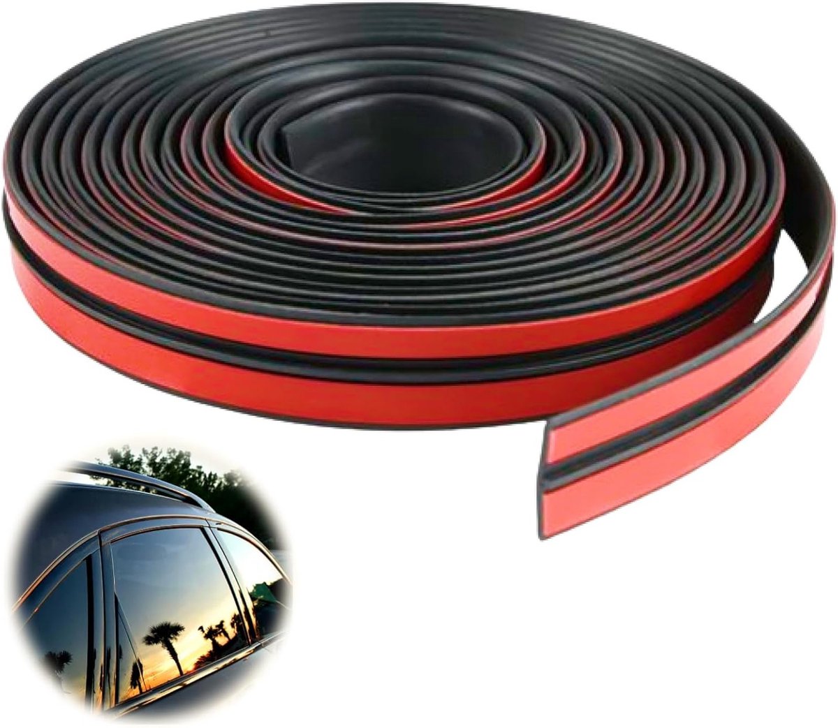 Zelfklevende Voorruitafdichting 4 m, Zonnescherm Afdichting, Auto Deurafdichting, Rubber Afdichtstrip voor Voorruit en Deuren, Waterdicht en Geluidsisolatie