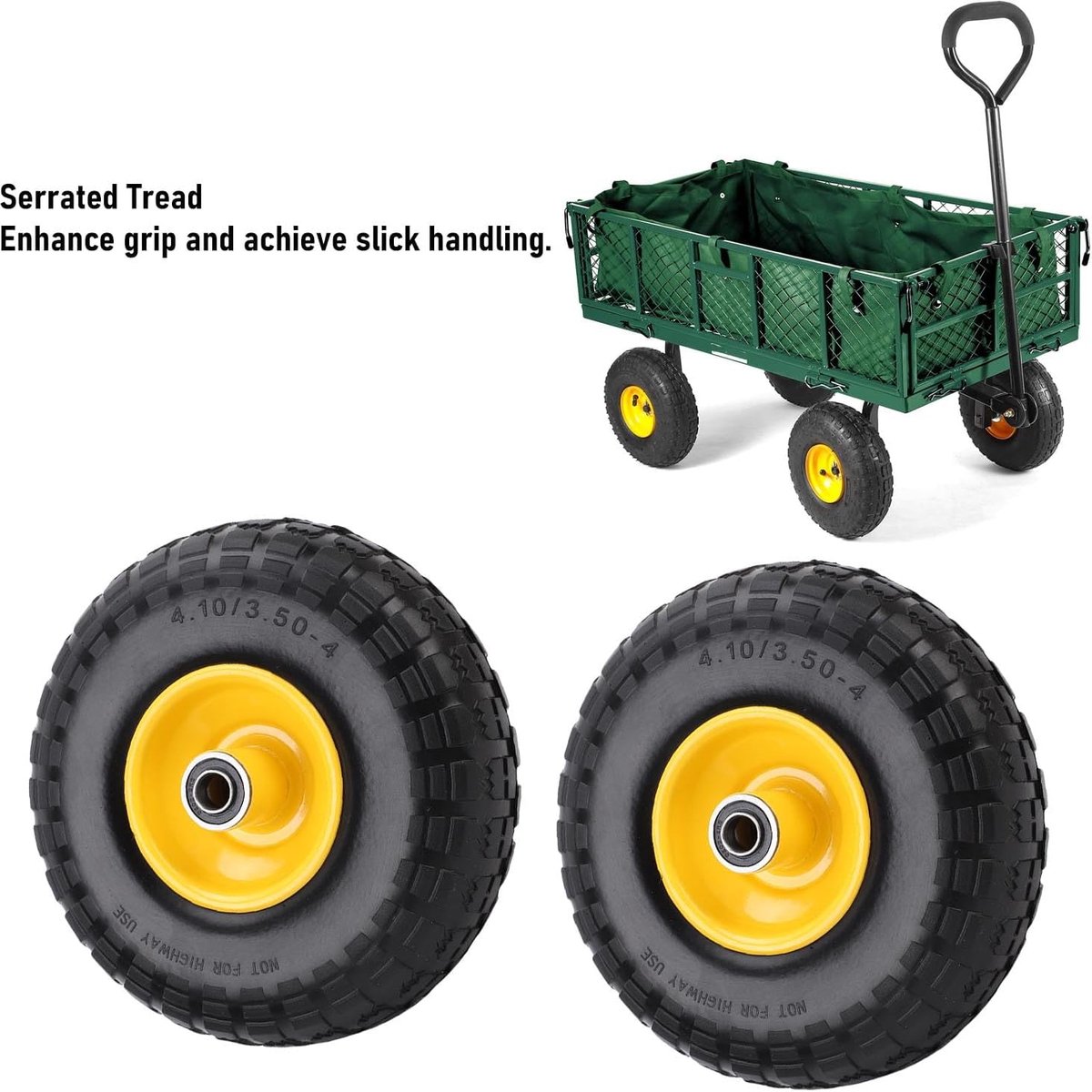 Vervangende Banden - Rubberen Wielen - Transport Gemak - Verbeterde Tractie - 10 Inch Set - Geel