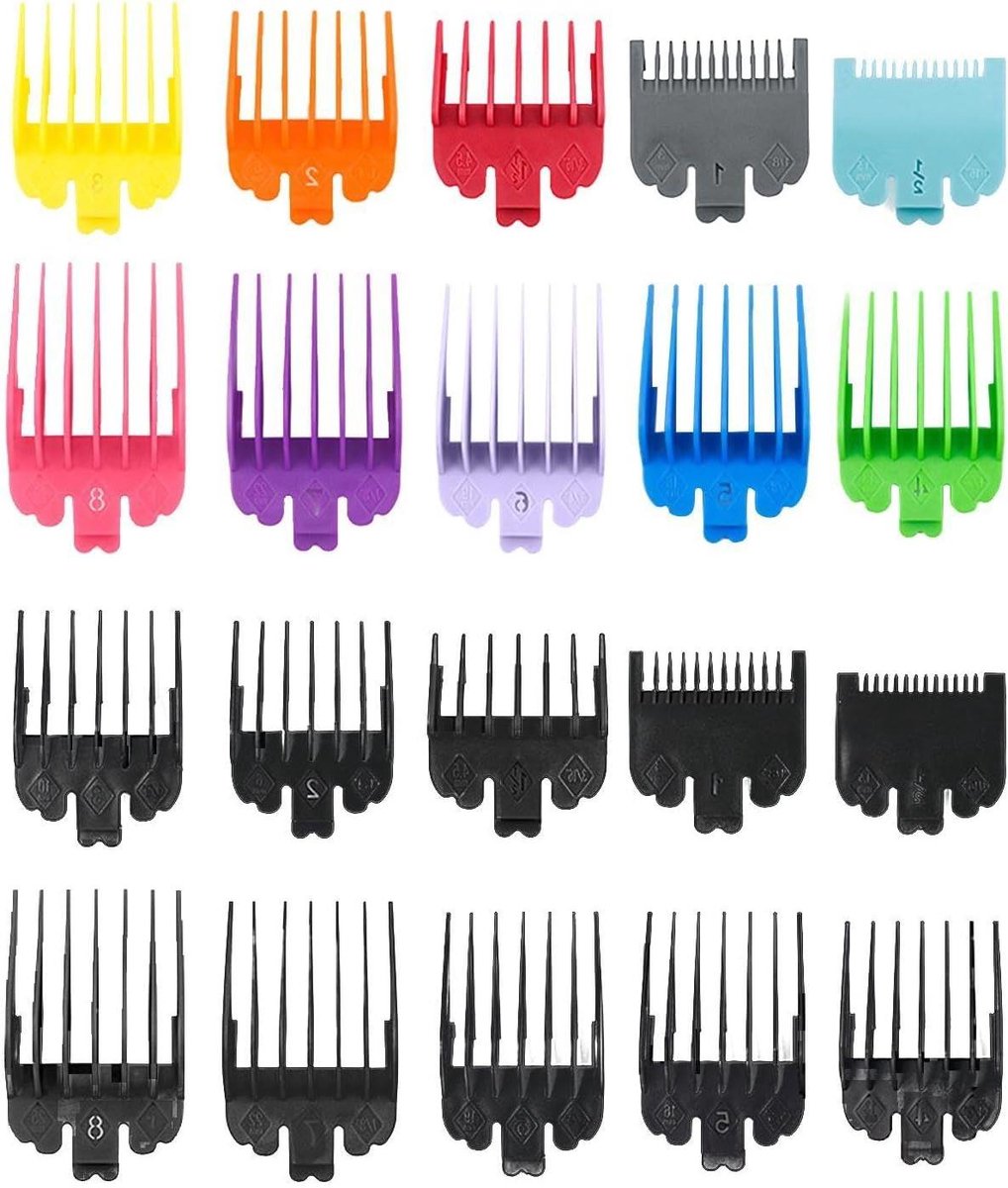 Tondeuse Opzetkammen Set - Haar Trimmer Accessoires - Kapsel Creëren - Universele Compatibiliteit - 20 Stuks - Gekleurd