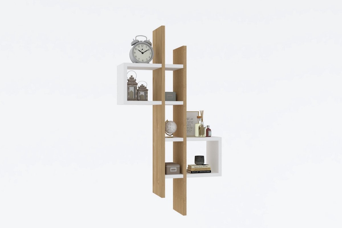 Emse Wandplank | 100% MELAMINE | Saffier Eiken, Wit - Emob - Wandrek - Wit; Bruin - Melamine; Spaanplaat
