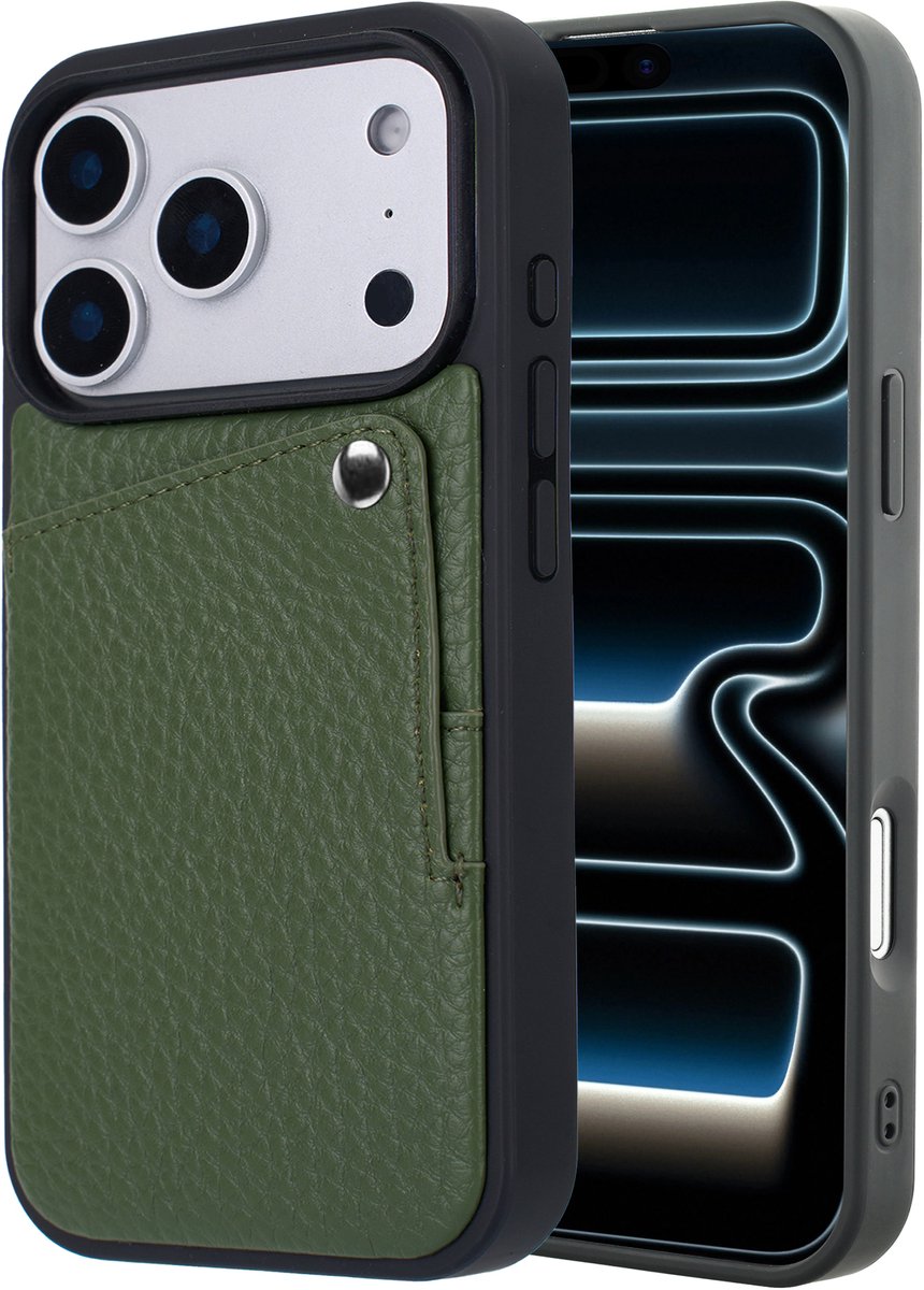 Selencia Hoesje - Geschikt voor Apple iPhone 17 Pro Max - Backcover met Pashouder - Sage Green
